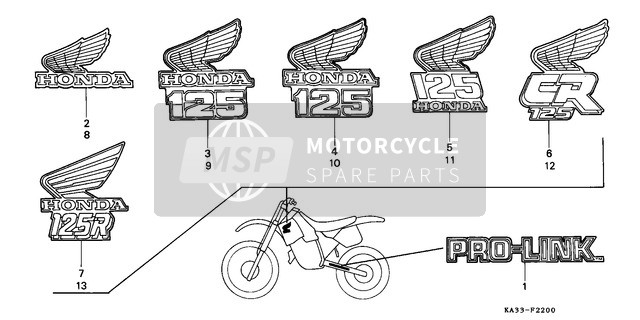 Honda CR125R 1987 marque pour un 1987 Honda CR125R